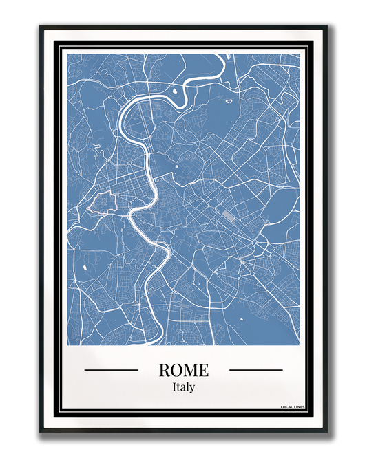Rome stadskaart poster – Blauw