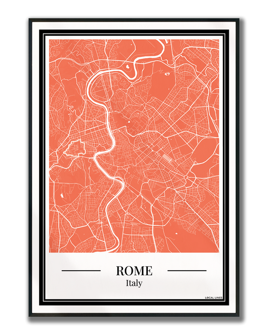 Rome Stadskaart Poster - Oranje