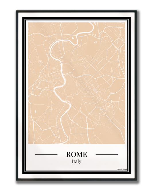 Rome Stadskaart Poster - Beige
