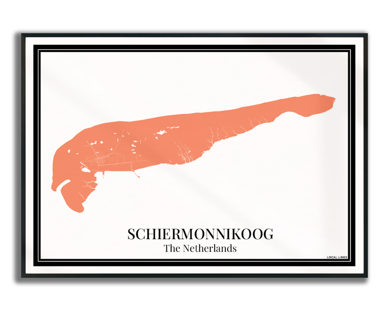 Schiermonnikoog Eilandkaart Poster - Oranje