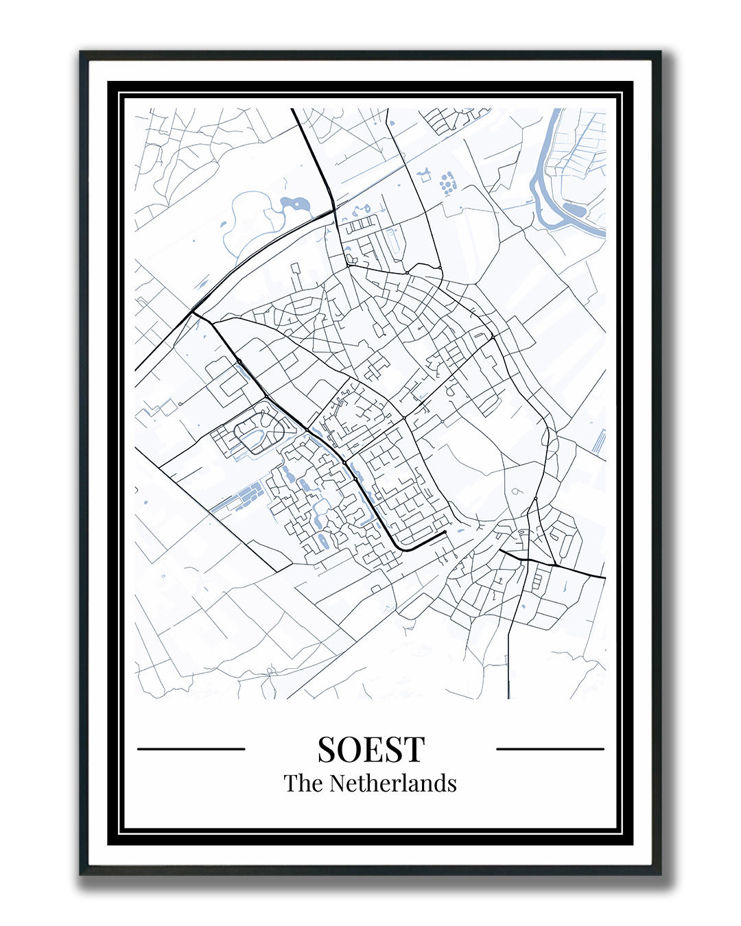 Soest stadskaart poster – Blauw