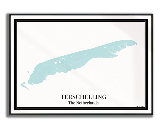 Terschelling Eilandkaart Poster - Lichtblauw