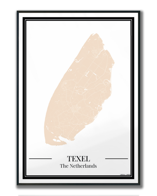 Texel Eilandkaart Poster - Beige