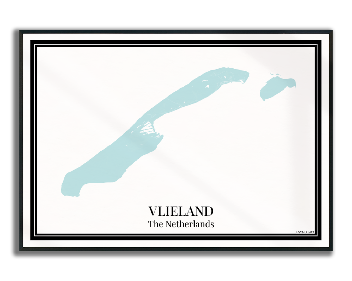 Vlieland Eilandkaart Poster - Lichtblauw