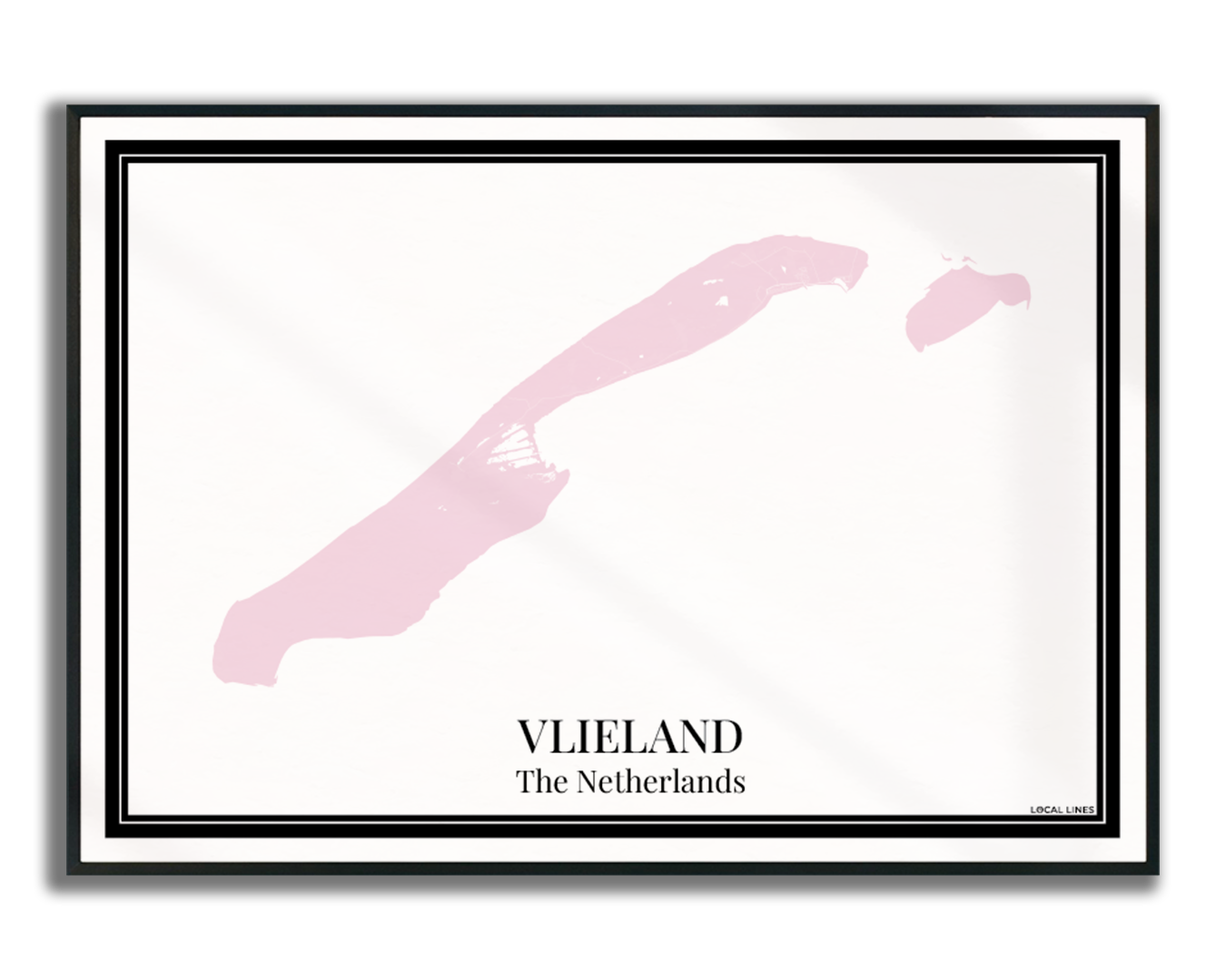 Vlieland Eilandkaart Poster - Roze