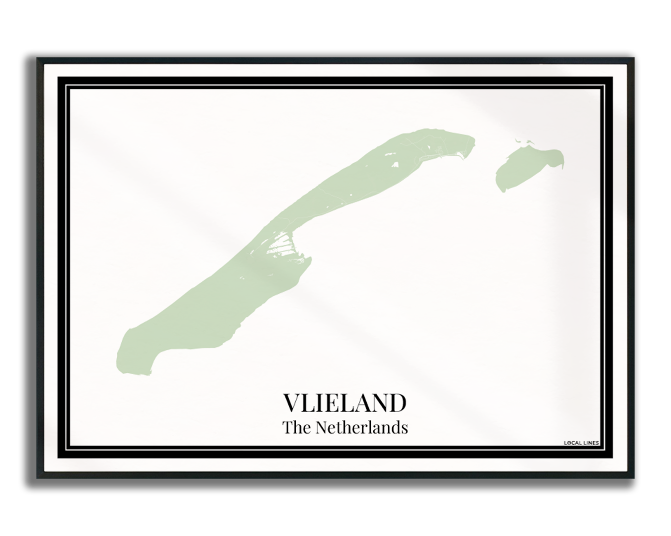 Vlieland Eilandkaart Poster - Groen