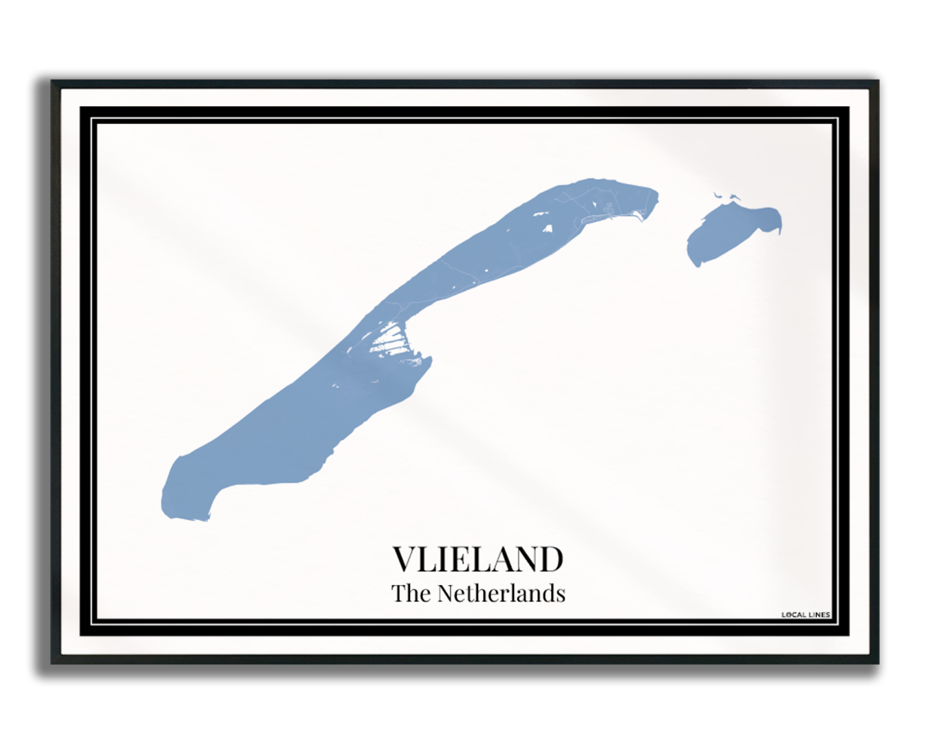 Vlieland eilandkaart poster – Blauw