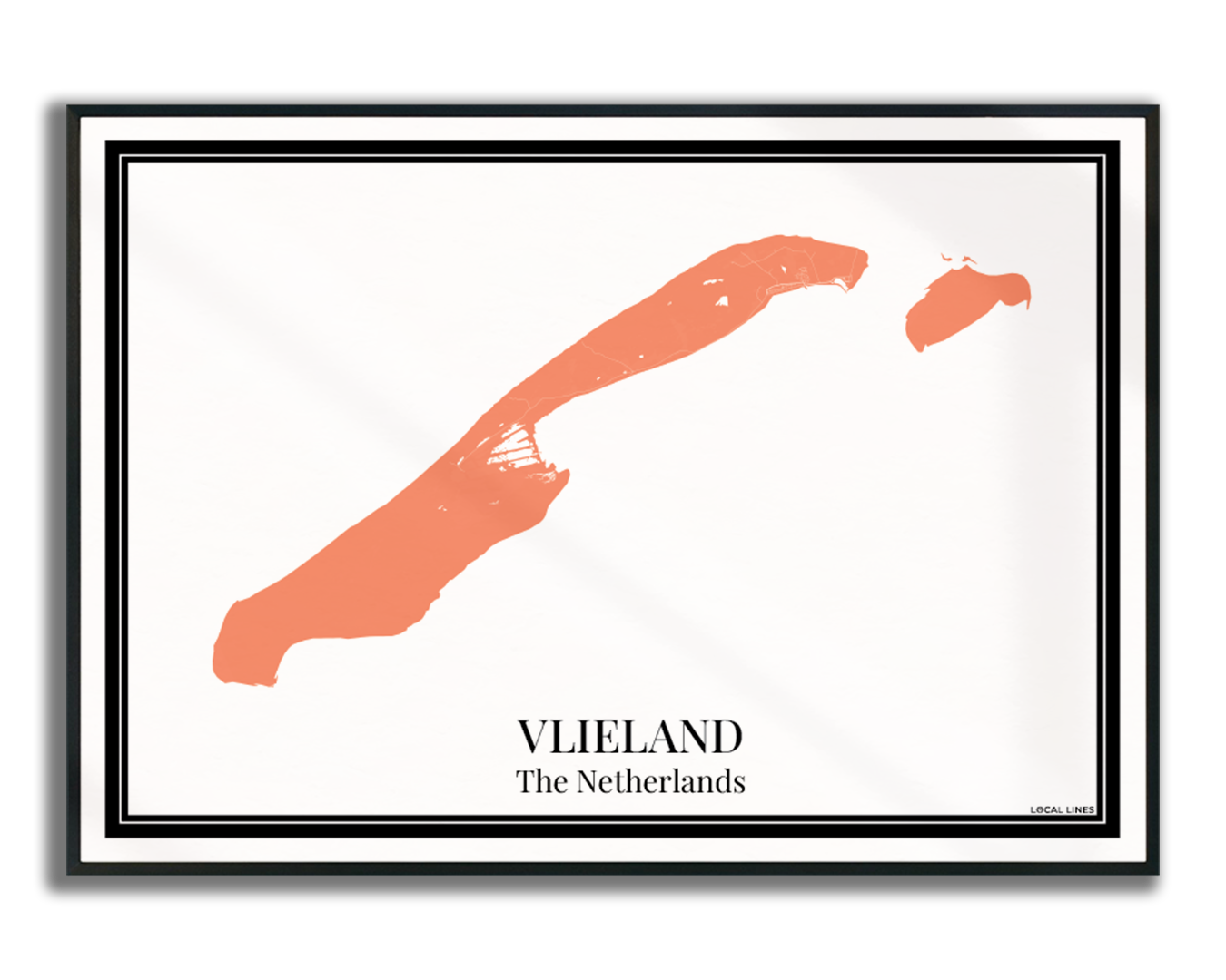 Vlieland Eilandkaart Poster - Oranje