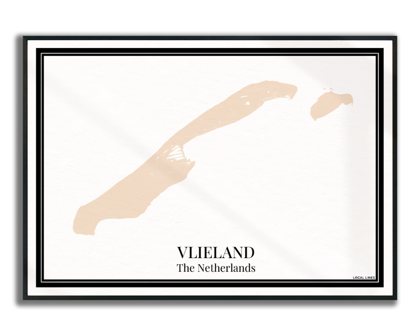 Vlieland Eilandkaart Poster - Beige