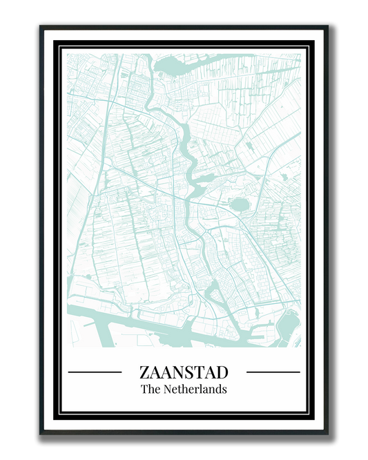 Zaanstad Stadskaart Poster - Lichtblauw