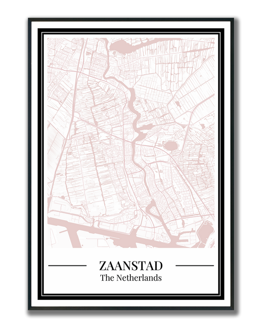 Zaanstad Stadskaart Poster - Roze