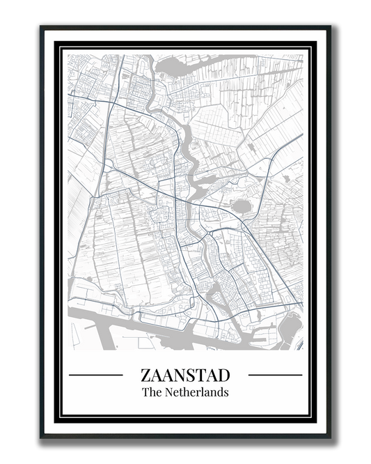 Zaanstad stadskaart poster – Blauw