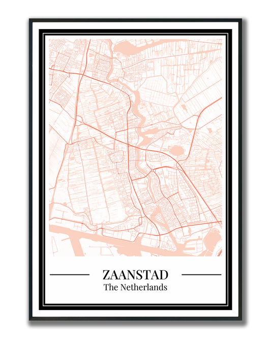 Zaanstad Stadskaart Poster - Oranje