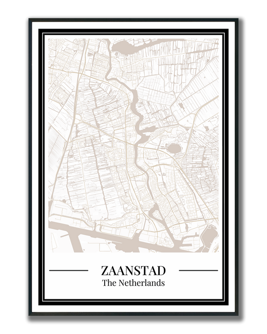 Zaanstad Stadskaart Poster - Beige
