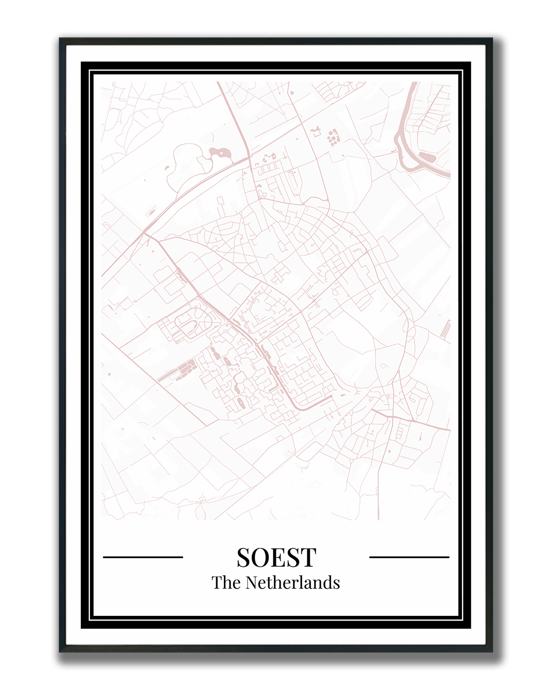 Soest Dorpskaart Poster - Roze