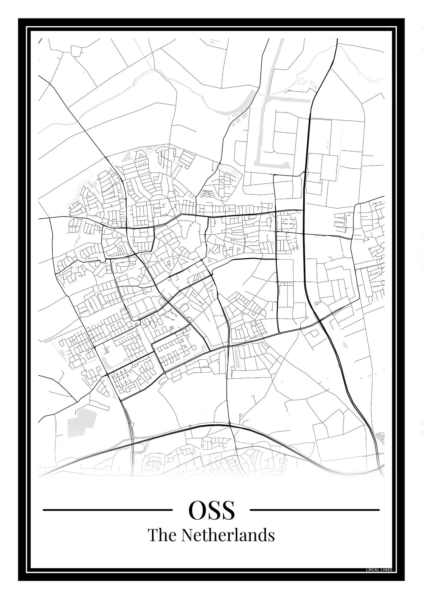 Oss — Minimalistische stadskaart poster
