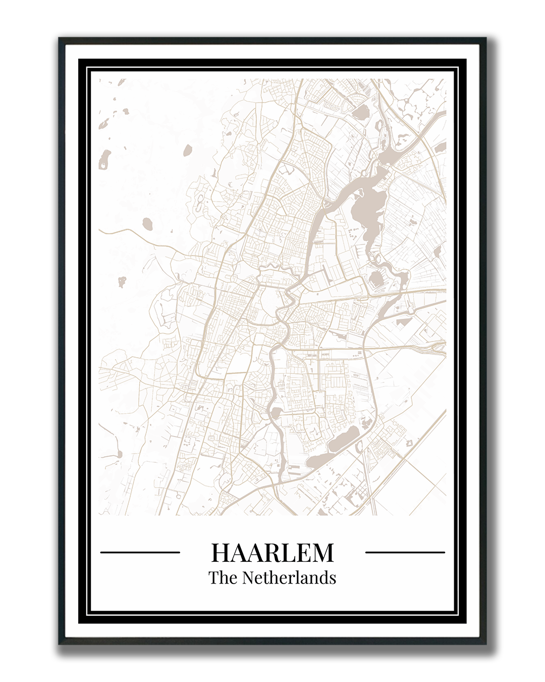Plattegrondposter van Haarlem in beige