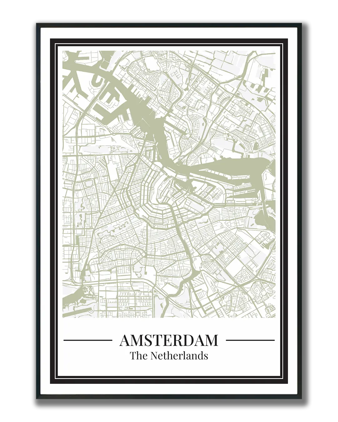 Poster Amsterdam van Stadskaart decoratie groen