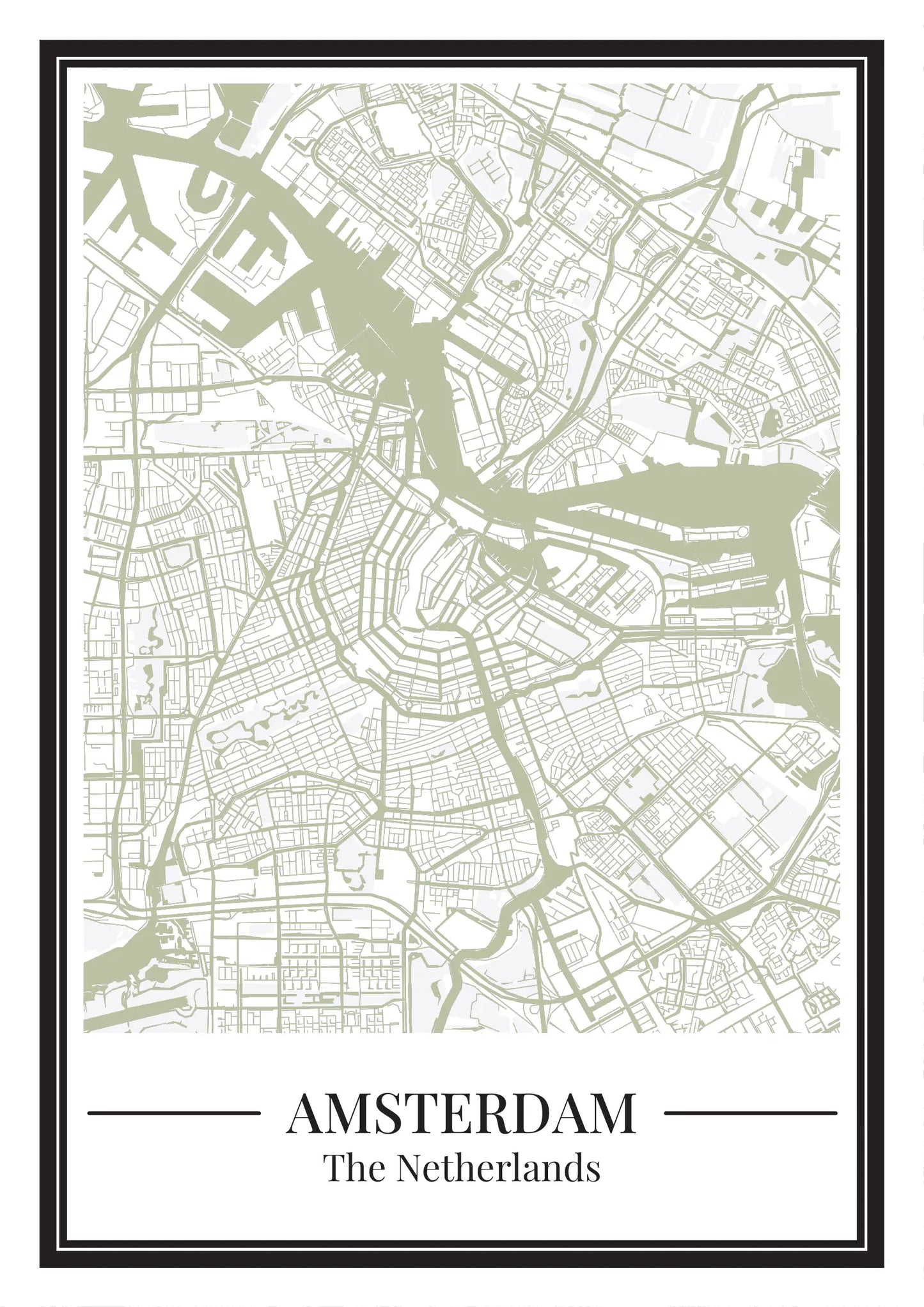 Poster Amsterdam van Stadskaart groen