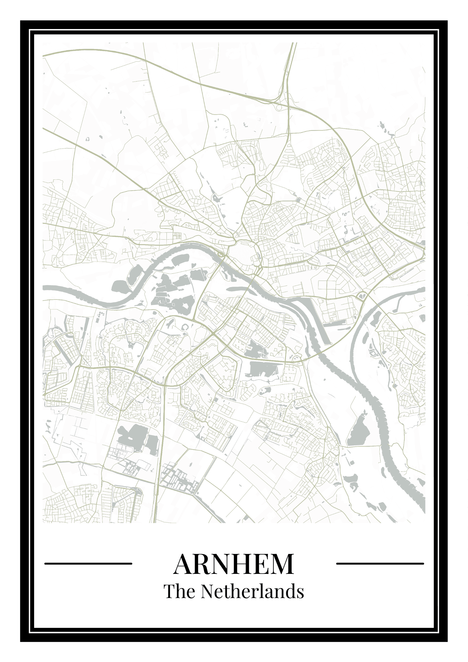 Poster Arnhem Stad | Groene Plattegrond