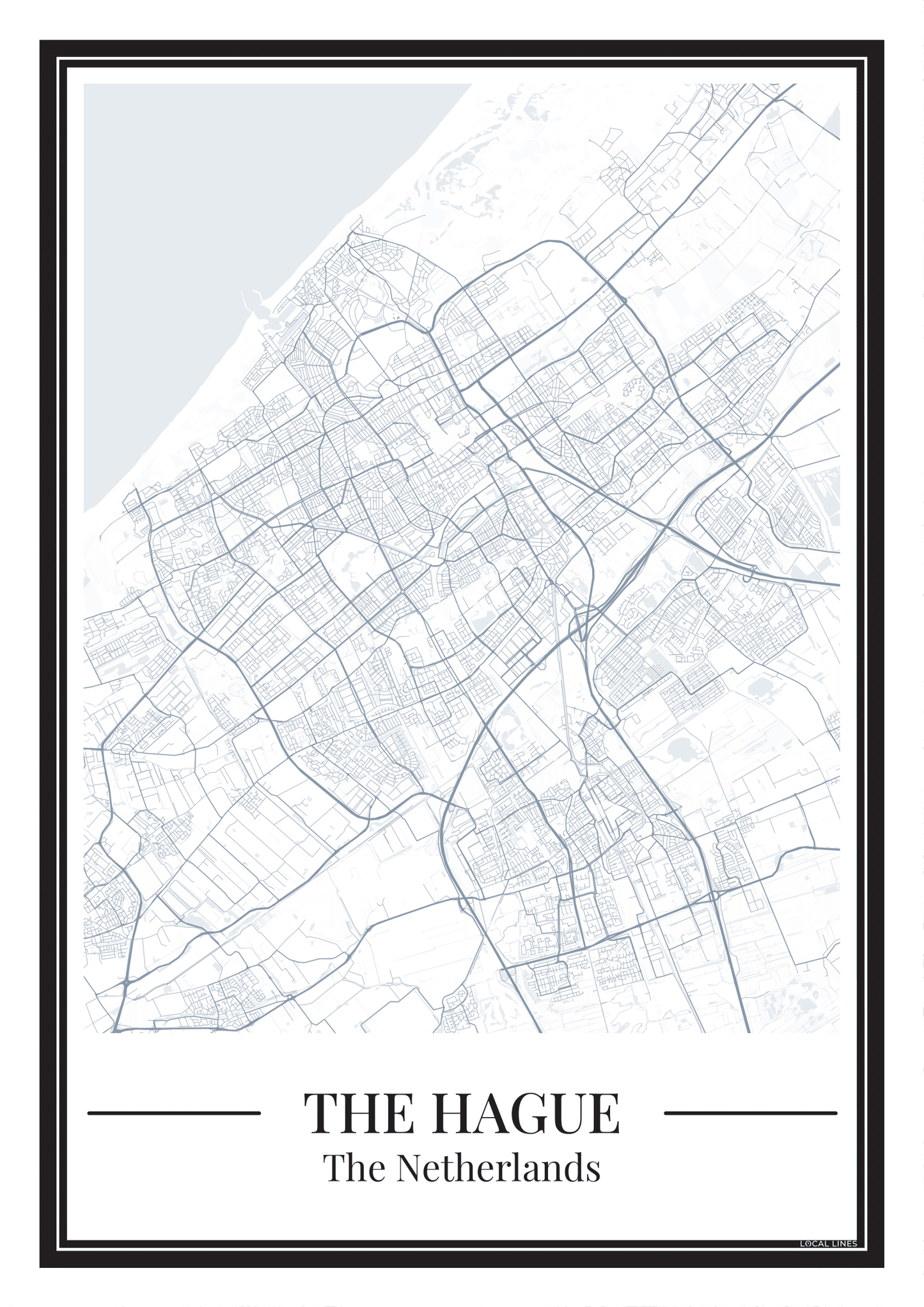 Poster Den Haag van Stadskaart Blauw