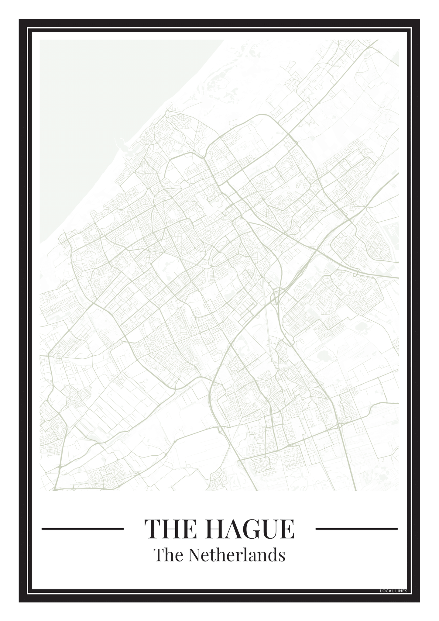 Poster Den Haag van Stadskaart in groen