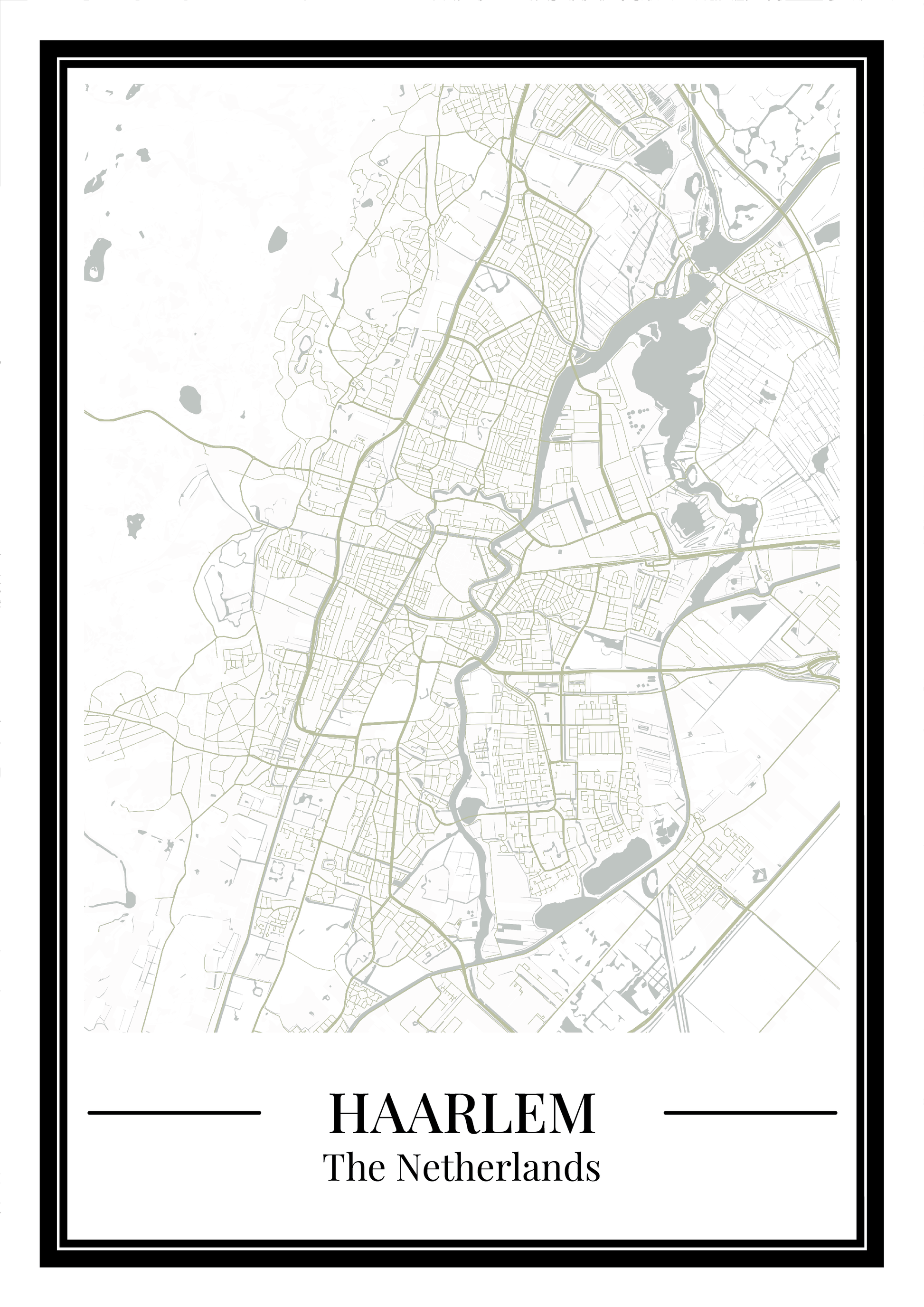 Poster Haarlem kaart in groen
