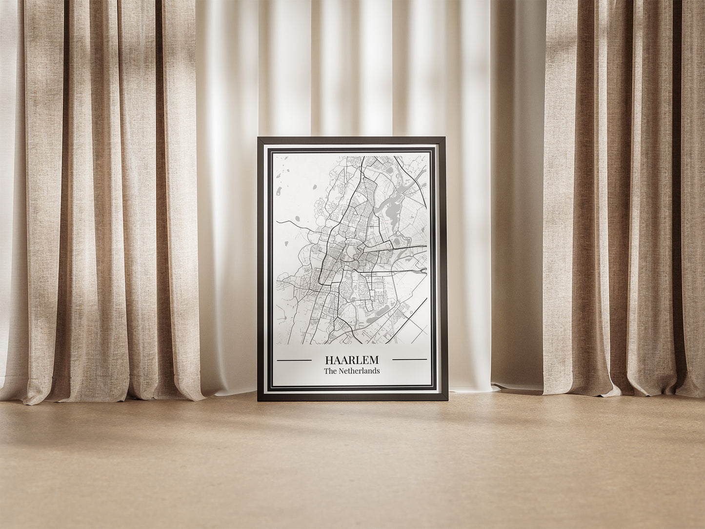 Poster Haarlem stad kaart woondecoratie