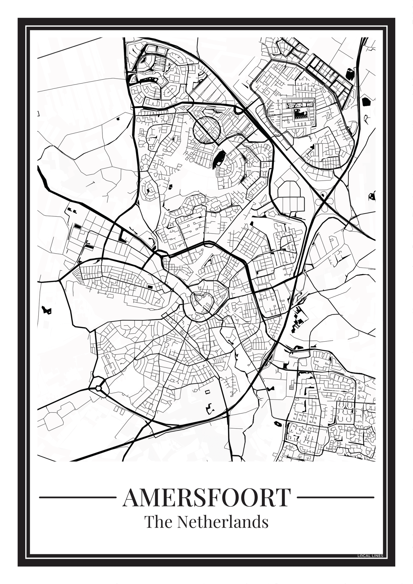 Poster van Amersfoort met stadskaart voor interieur