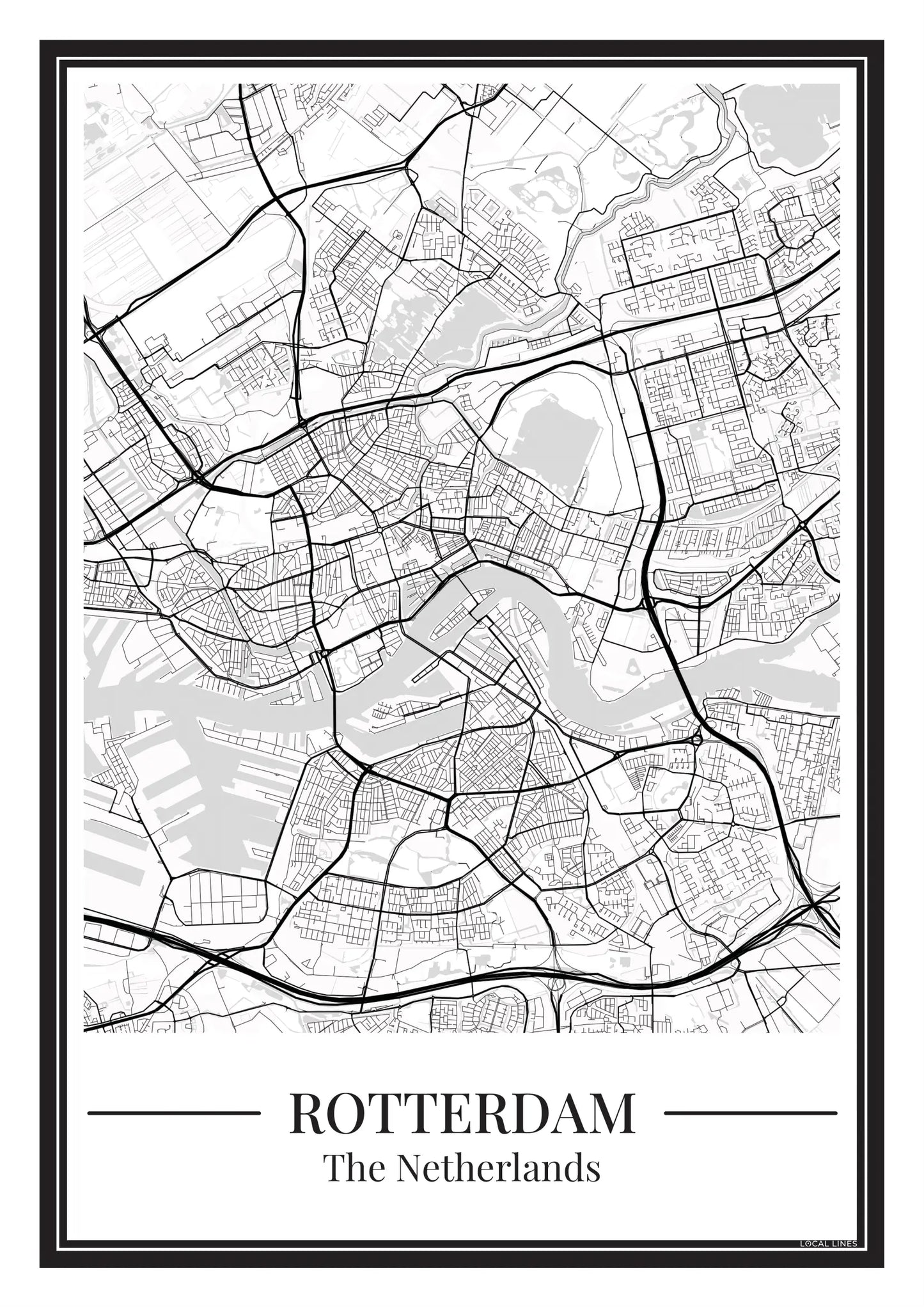 Poster van Rotterdam met stadskaart