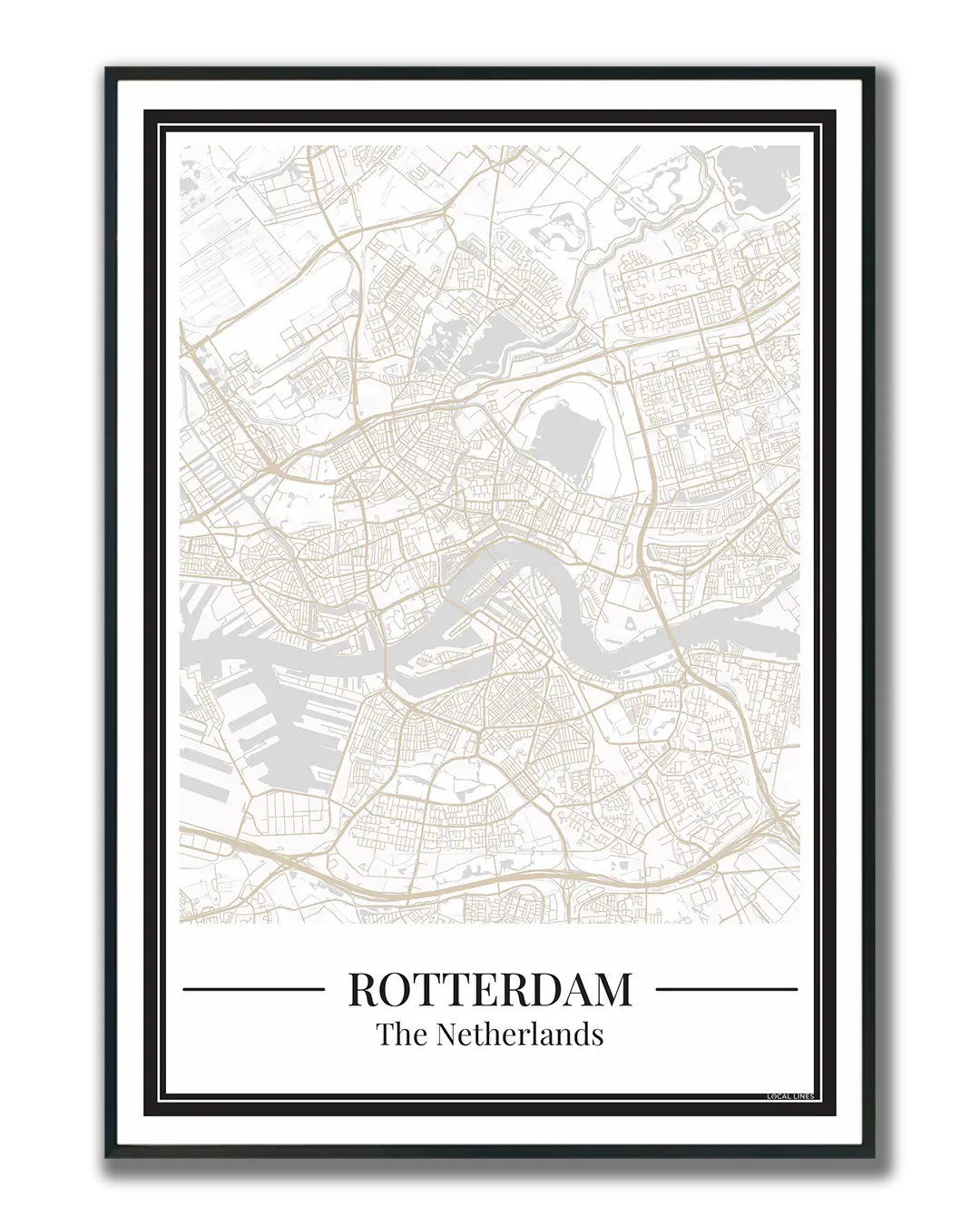 Poster van Rotterdam met stadskaart in beige