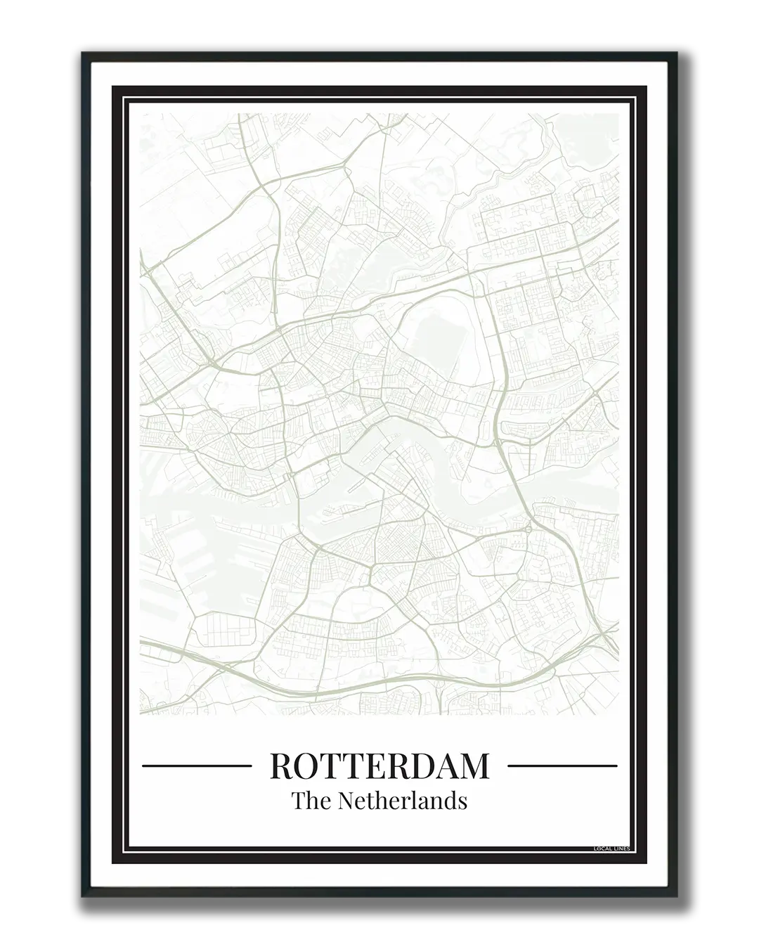 Poster van Rotterdam met stadskaart groen