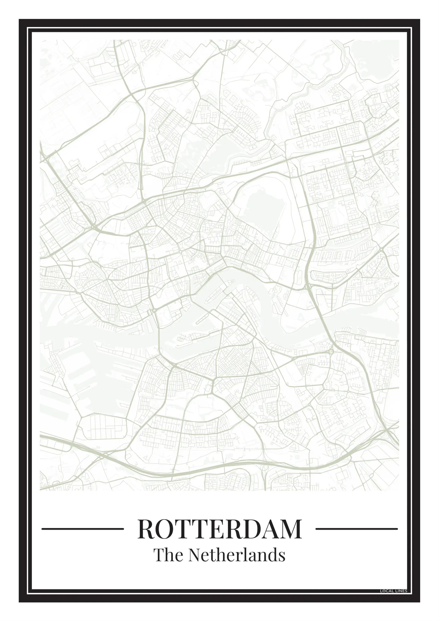 Poster van Rotterdam met stadskaart in groen