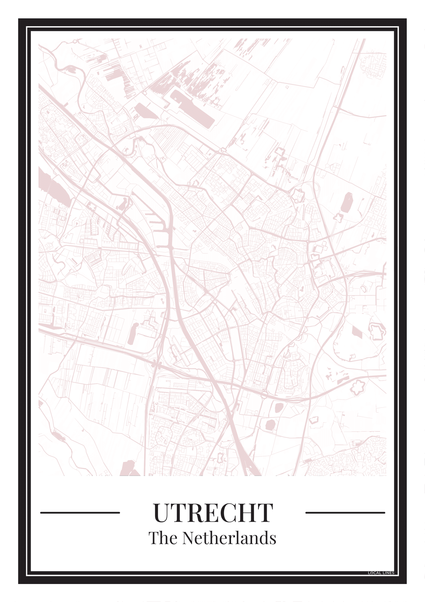 Poster van Utrecht Stadskaart in roze