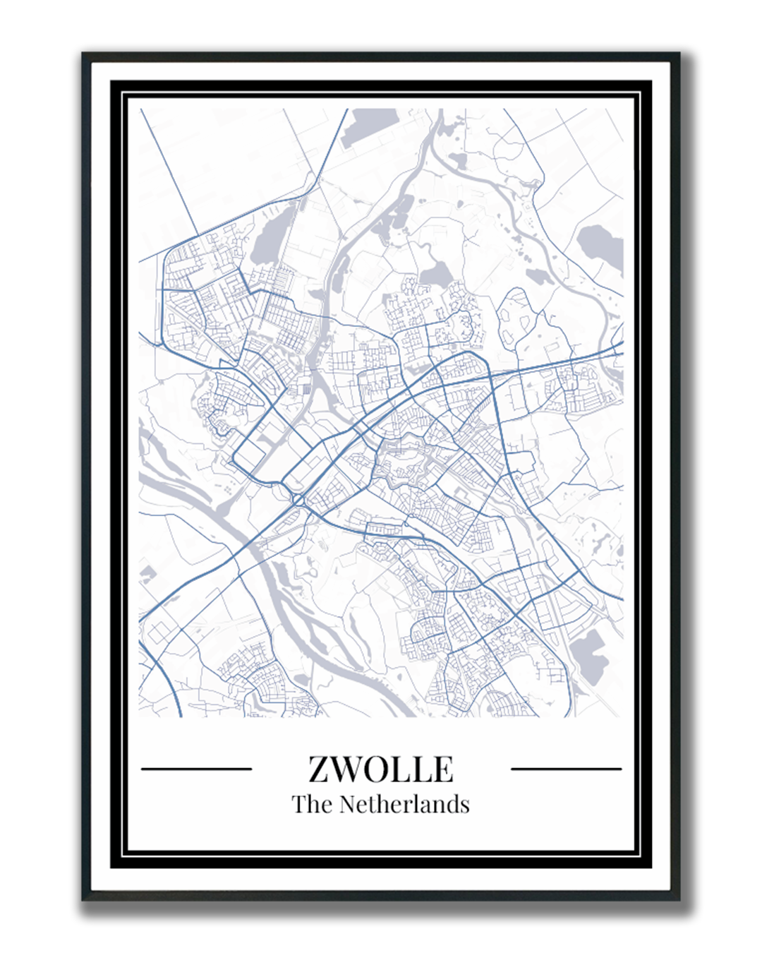 Poster van Zwolle Kopen | Stad Plattegrond Blauw