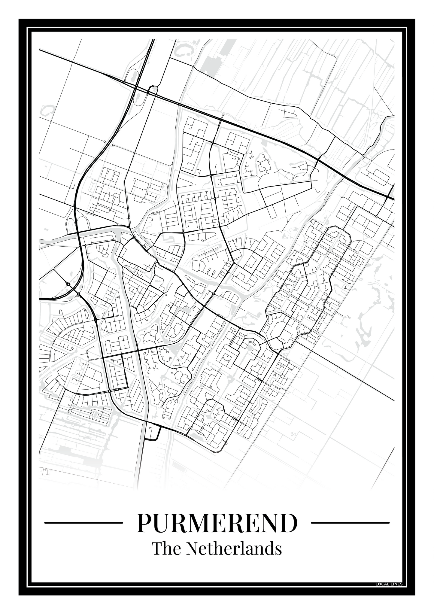 Purmerend — Minimalistische stadskaart poster