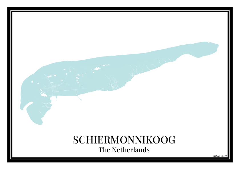 Schiermonnikoog Eilandkaart Poster - Lichtblauw