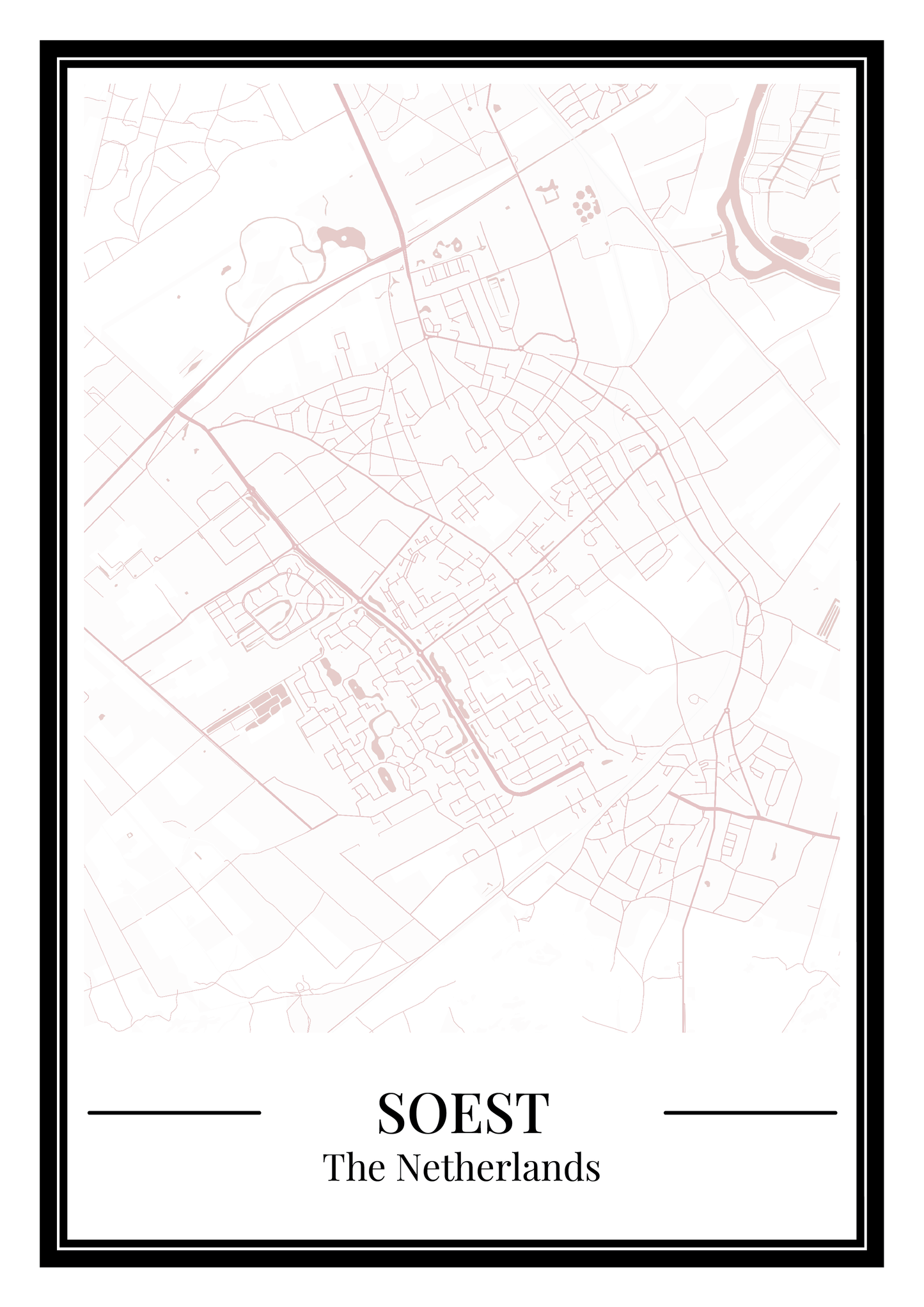 Soest Dorpskaart Poster - Roze