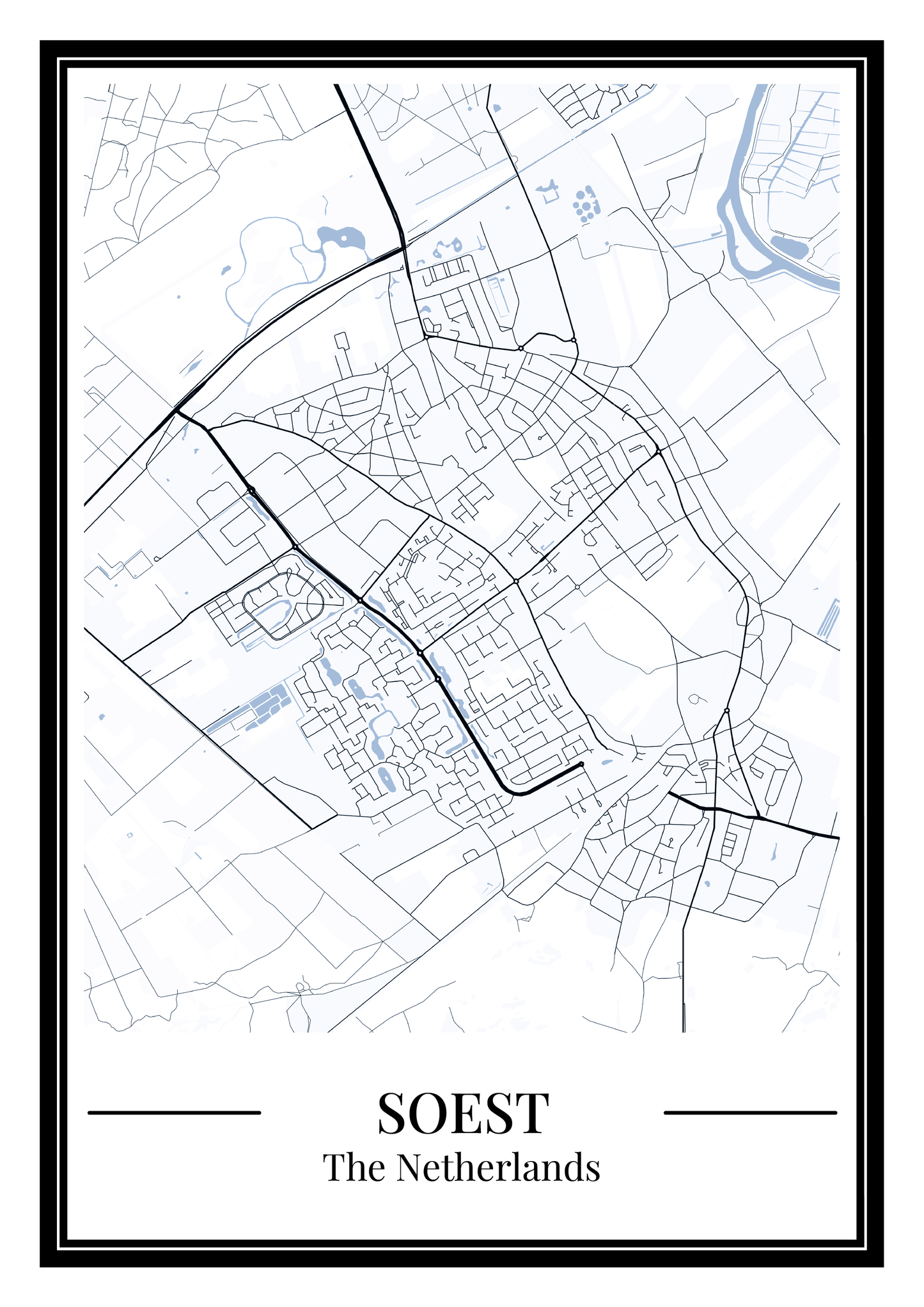 Soest stadskaart poster – Blauw