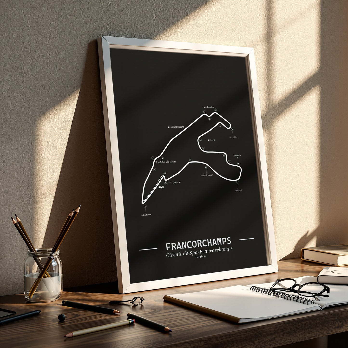 Poster Spa-Francorchamps Formule 1 Circuit | Zwart