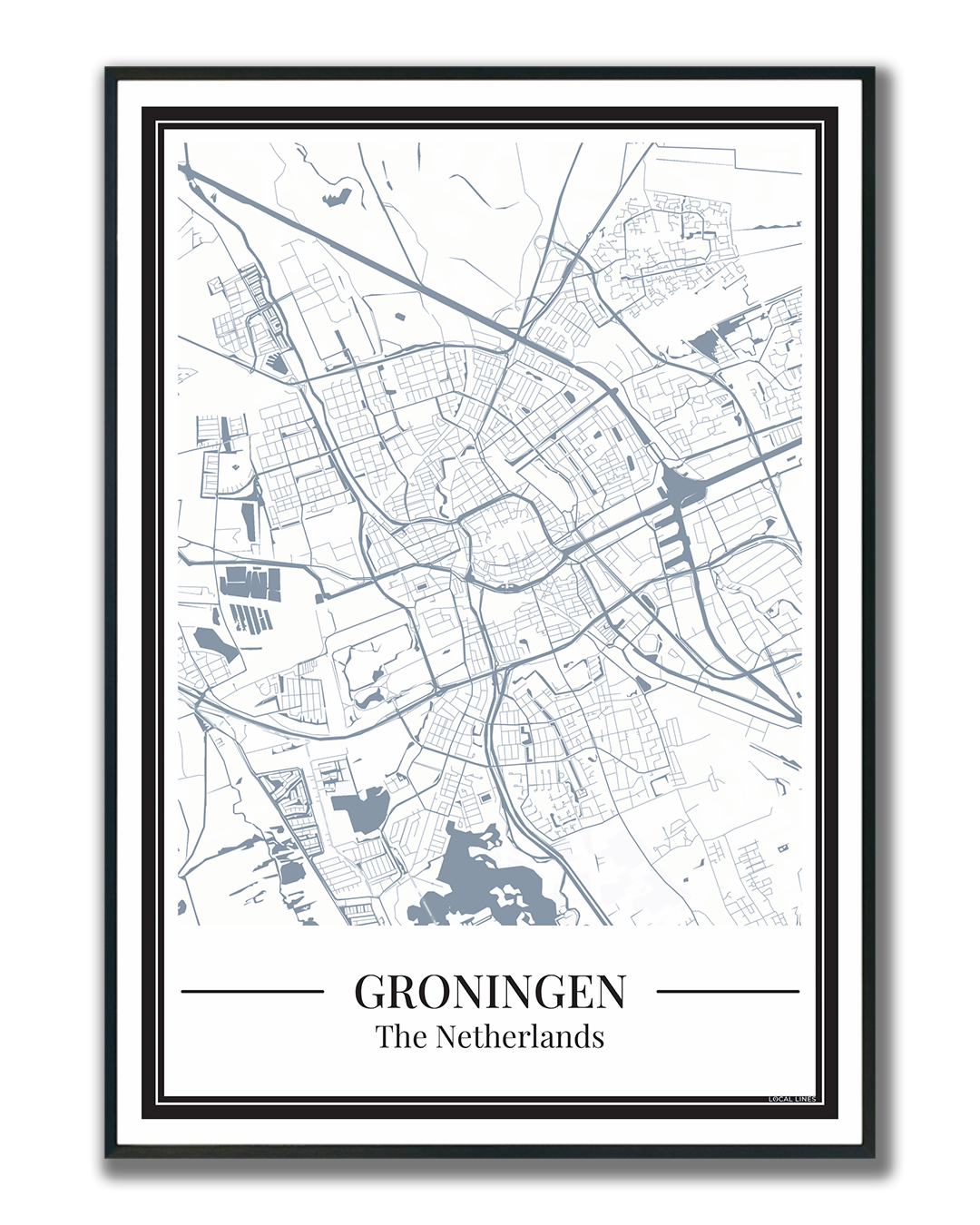 Stadskaart Groningen Poster in blauw