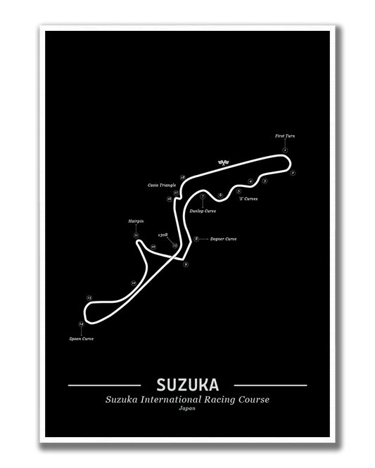 Poster Suzuka Formule 1 Circuit | Zwart