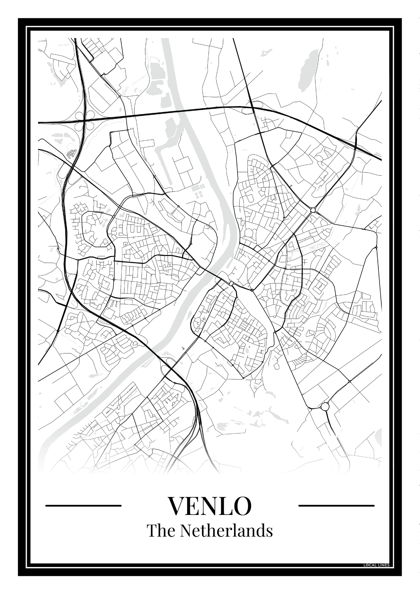 Venlo — stadskaart poster