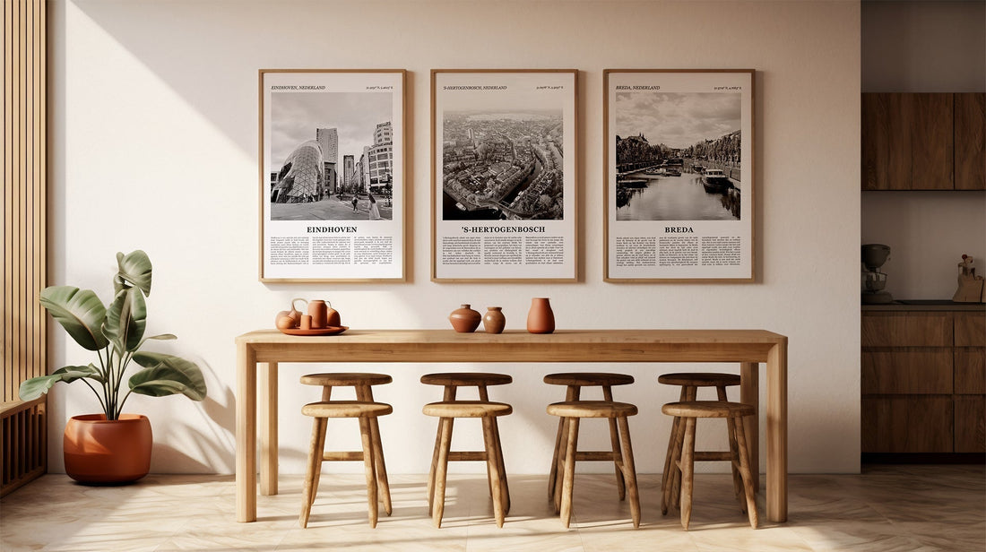 Collectie van Fotoposters van jouw stad aan de muur