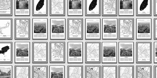 Muur van Stadskaarten en Posters