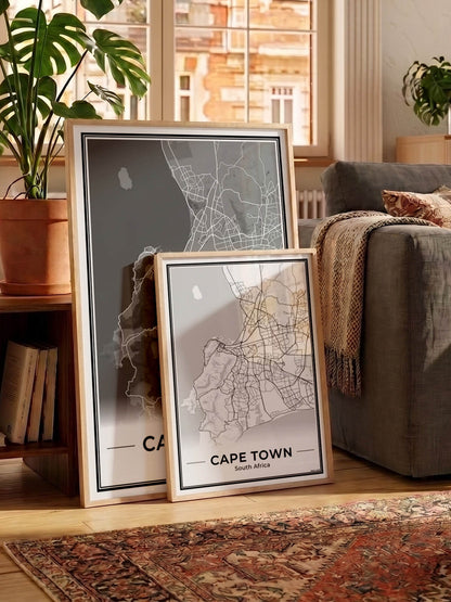 Kaapstad Stadskaart – Poster - Twee posters in een woonkamer