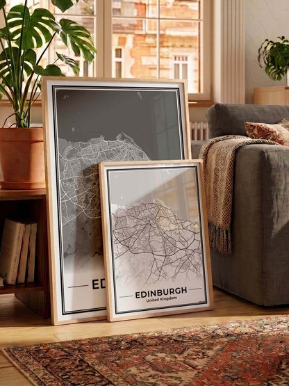 Edinburgh Stadskaart – Poster - Twee posters in een woonkamer