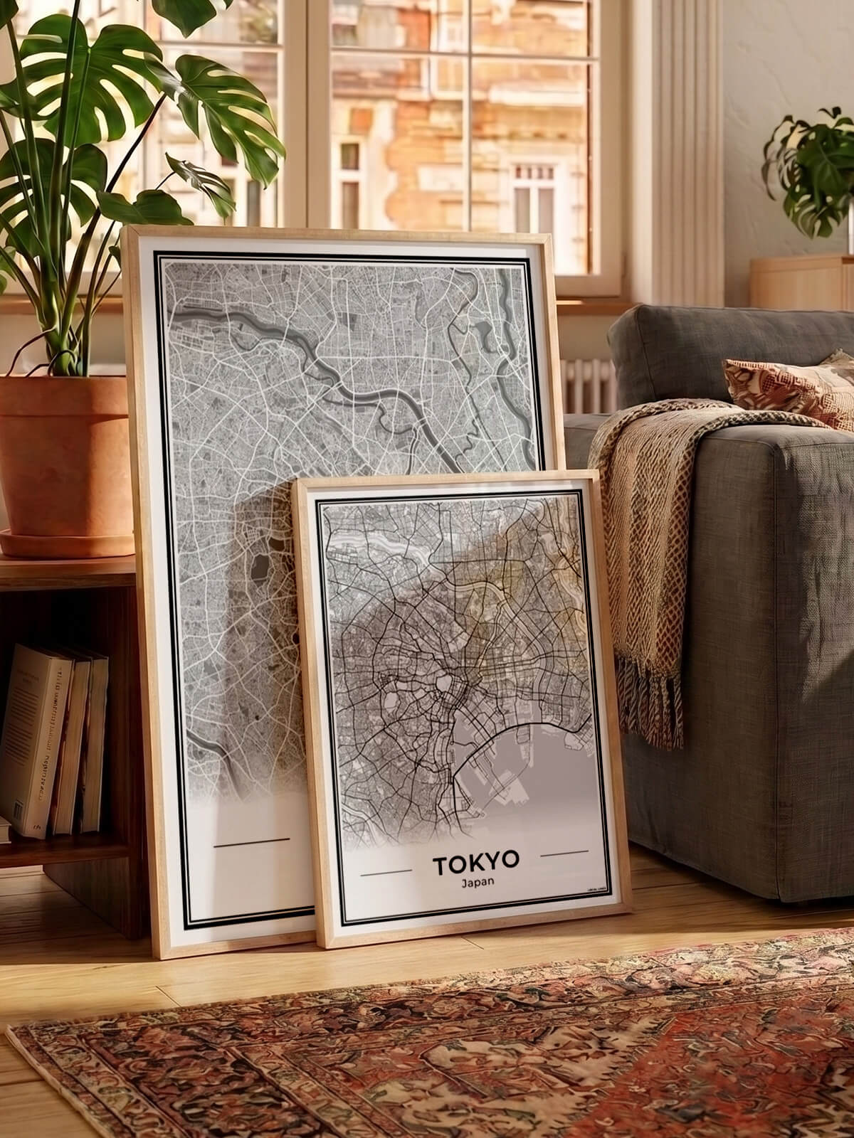 Tokio Stadskaart – Poster - Twee posters in een woonkamer
