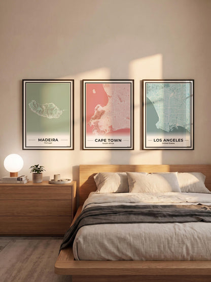 Madeira Eilandkaart – Poster - Drie posters in een slaapkamer