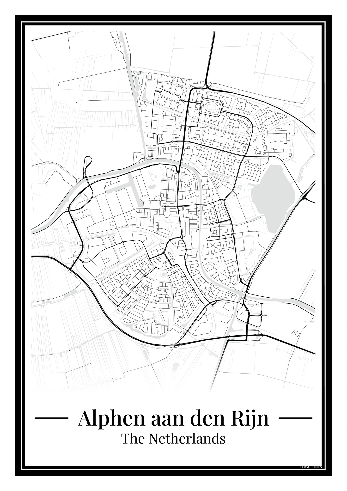 Alphen aan den Rijn — Minimalistische stadskaart poster